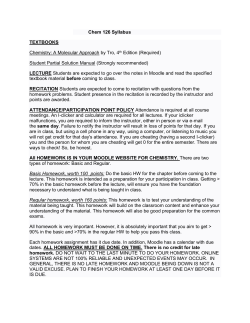 Chem 126 Syllabus TEXTBOOKS Chemistry: A Molecular Approach