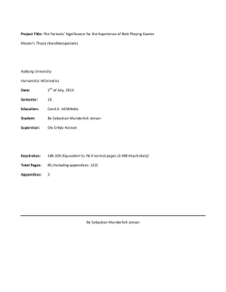 The Formats` Significance for the Experience of Role Playing Games