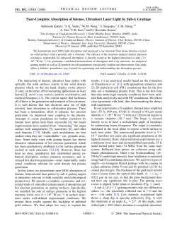Near-Complete Absorption of Intense, Ultrashort Laser Light by Sub