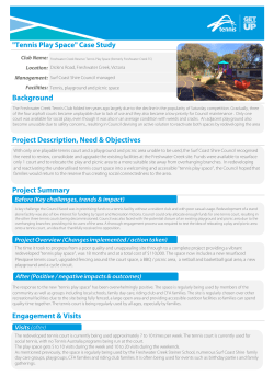 "Tennis Play Space" Case Study Project Description, Need