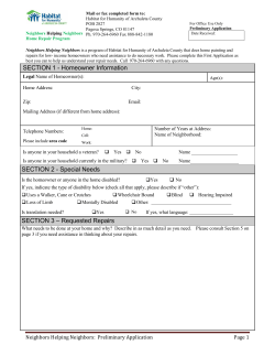 SECTION 1 - Homeowner Information SECTION 2