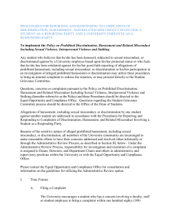 procedures for reporting and responding to complaints of