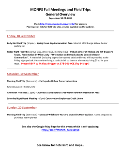 MONPS Fall Meeting and Field Trip Itinerary