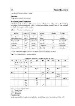 REDOX REACTIONS This exercise does not require a