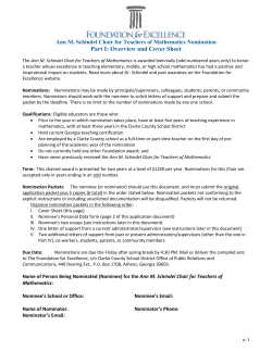 Schindel Chair Nomination Packet - The Foundation for Excellence