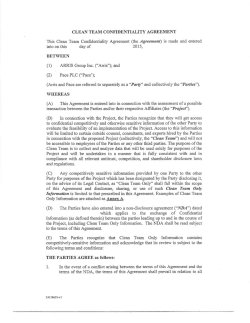 CLEAN TEAM CONFIDENTIALITY AGREEMENT This Clean Team