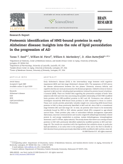 Proteomic identification of HNE-bound proteins in early Alzheimer