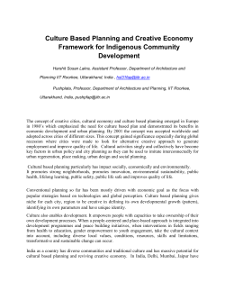Culture Based Planning and Creative Economy