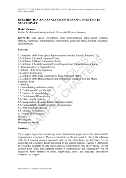 Description And Analysis Of Dynamic Systems In State Space