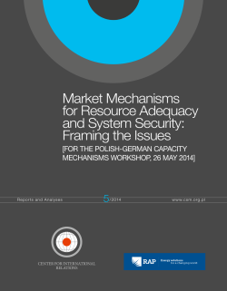 Market Mechanisms for Resource Adequacy and System Security