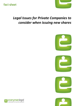 Legal Issues for Private Companies to consider