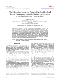 The Effect of an Instruction Designed by Cognitive Load Theory