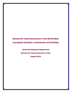 Demand for Good Governance in the World Bank: Conceptual