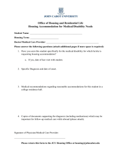 Office of Housing and Residential Life Housing Accommodation for