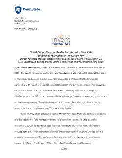 Global Carbon Materials Leader Partners with Penn State