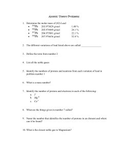 Atomic Theory Problems Determine the molar mass of (82) Lead