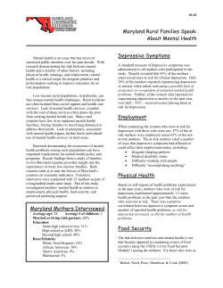 Maryland Rural Families Speak: About Mental Health Depressive