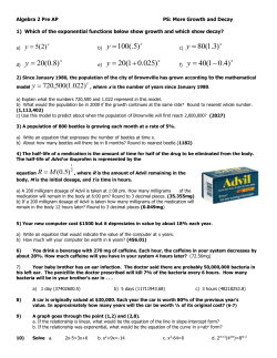 Exponential Equations Practice with Word Problems 2