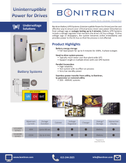 Uninterruptible Power for Drives Uninterruptible