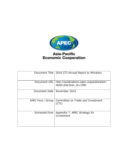 APEC Strategy for Investment - Asia