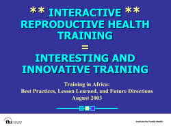 INTERACTIVE EPRODUCTIVE HEALTH TRAINING
