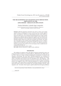 THE MEASUREMENT OF COGNITIVE STYLE REFLECTION