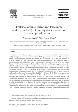 Colloidal organic carbon and trace metal (Cd, Fe, and Zn) releases