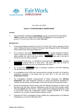 Senan Pty Ltd trading as Gloria Jeans Kings Cross Enforceable