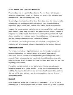 AP Bio Summer Plant Experiment Assignment