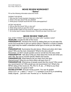 MOVIE REVIEW WORKSHEET &ldquo;Selma&rdquo; MOVIE REVIEW TEMPLATE