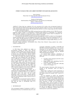 Energy Payback Time and Carbon Footprint of Elkem Solar Siliconﾮ