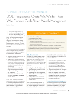 DOL Requirements Create Win-Win for Those Who
