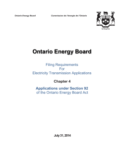 Chapter 4: Applications under Section 92 of the Ontario Energy