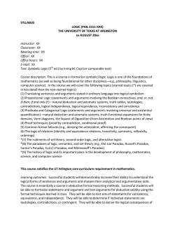 SYLLABUS LOGIC (PHIL 2311-XXX) - The University of Texas at