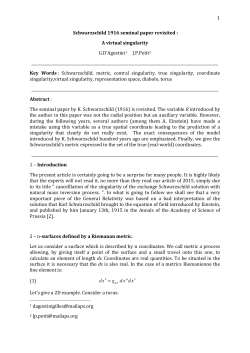 1 Schwarzschild 1916 seminal paper revisited : A virtual singularity