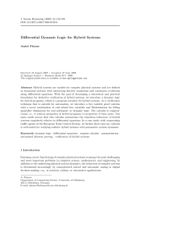Differential Dynamic Logic for Hybrid Systems