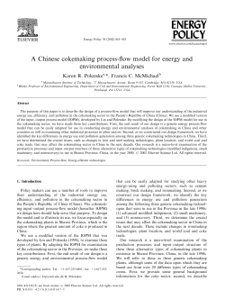 A Chinese cokemaking process-flow model for energy and