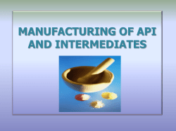 MANUFACTURING OF API AND INTERMEDIATES Overview