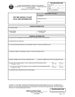 application page ______ hot mix asphalt plant data and information