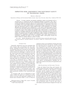 improving risk assessment for nontarget safety of transgenic crops