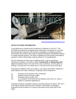 SATELLITE EVENT INFORMATION Living Machines is holding its
