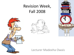 Revision Week, Fall 2008
