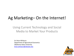 Ag Marketing* On the Internet! - Department of Agricultural Economics
