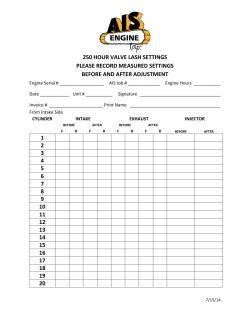 250 hour valve lash settings please record measured