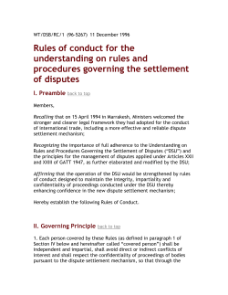 Rules of Conduct for the Understanding on Rules and Procedures