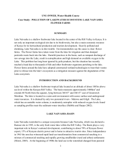 Case Study: POLLUTION OF LAKEWATER
