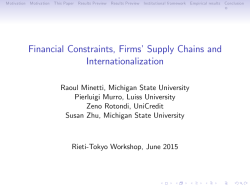 Financial Constraints, Firms` Supply Chains and Internationalization