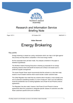 Energy Brokering - The Northern Ireland Assembly
