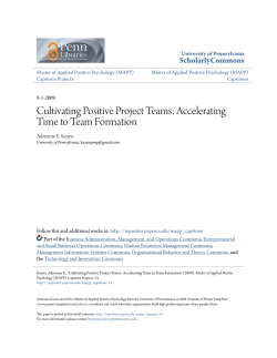 Cultivating Positive Project Teams: Accelerating Time to Team