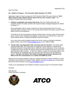 Dear Fire Chief - Office of the Fire Commissioner